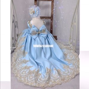 Handmade Blue&Gold Ball Gown